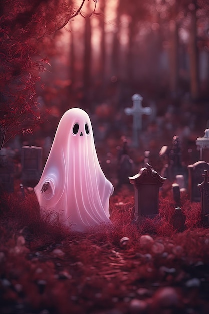 fantasma en el cementerio con un fondo espeluznante representación 3 dfantasma en el cementerio con un fondo espeluznante