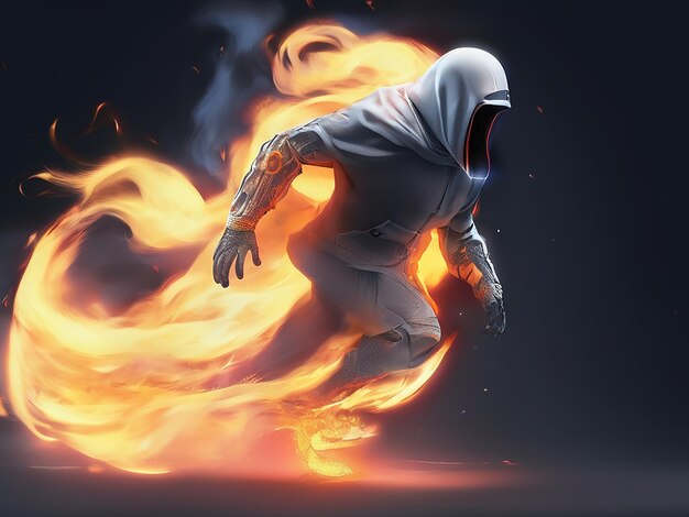 El fantasma corre con fuego.