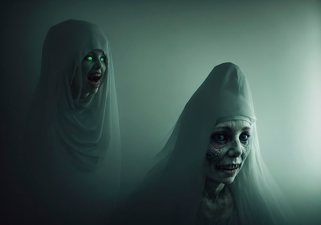 Fantasma en el cuarto oscuro concepto de halloween IA generativa