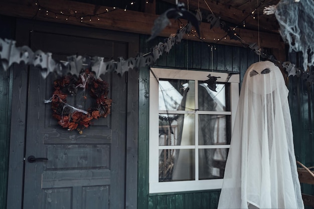 Fantasma de brinquedo voador assustadorDecoração de varanda ao ar livre na rua para o feriado de halloween Guirlanda de morcego de folhas velhas casa DIY decoração de ruaentretenimento para crianças atmosfera de terror