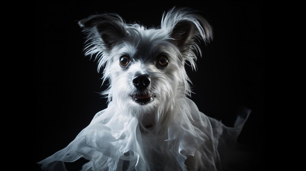 Fantasma de cão em fundo preto festa de carnaval de Halloween