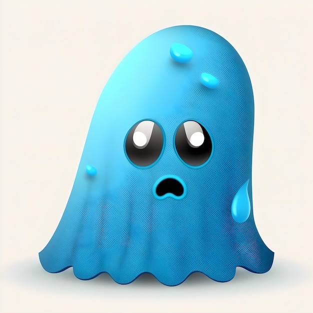 Fantasma de desenho animado azul isolado em branco