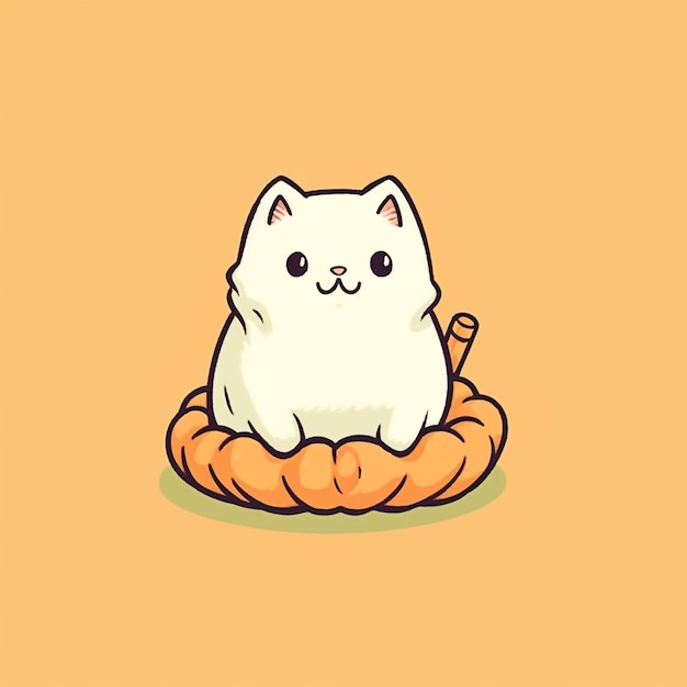 Fantasma de gato fofo de Halloween estilo desenho animado