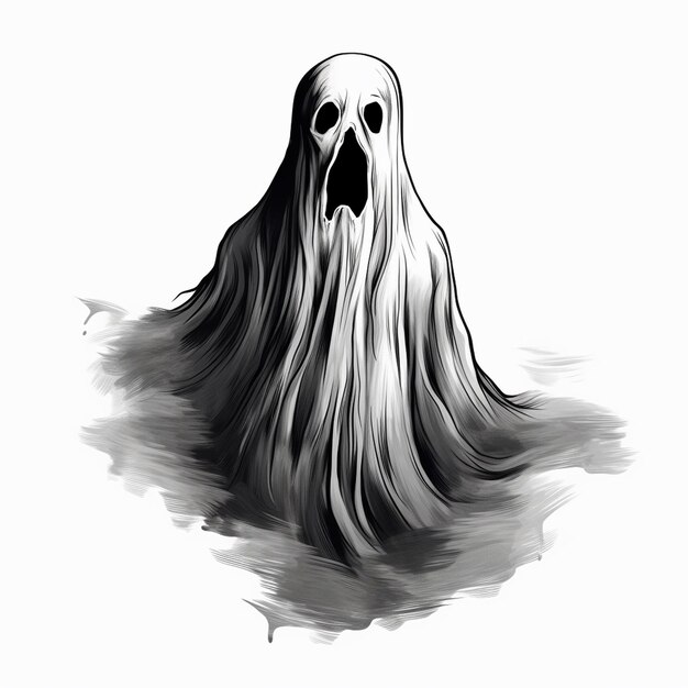 Fantasma de Halloween desenhado à mão assustador