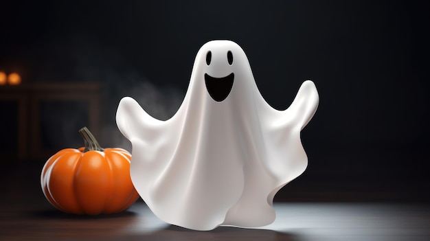 Fantasma de Halloween em fundo preto