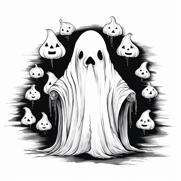 Fantasma de Halloween minimalista e assustador