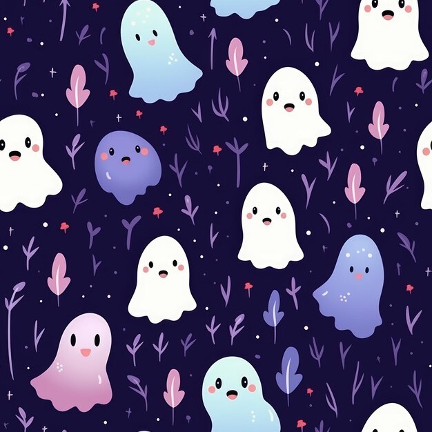 Fantasma delicioso papel tapiz cautivador con el adorable patrón de fantasma vectorial