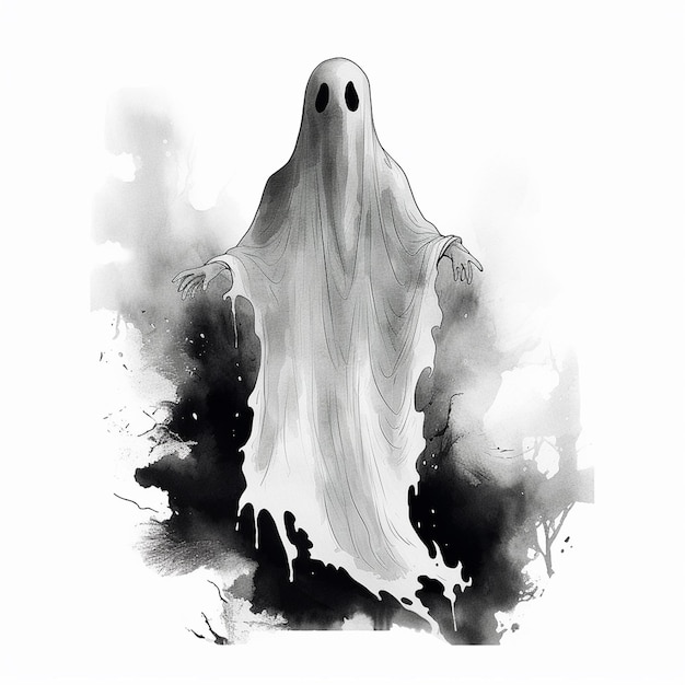 Fantasma dibujado a mano para el arte espeluznante de Halloween
