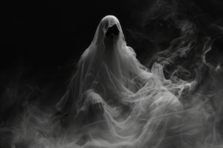 Foto un fantasma espeluznante flotando en la oscuridad