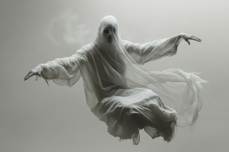 Foto un fantasma flotando en el aire.