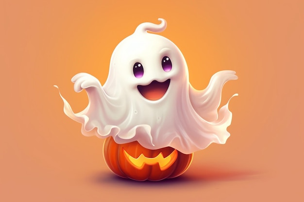 fantasma fofo personagem de fantasmas de halloween feliz