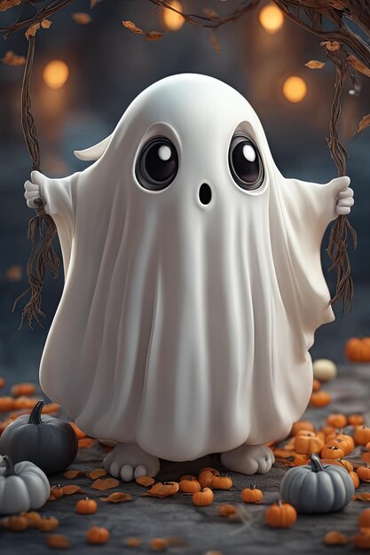 Fantasma fofo vetor conceito de Halloween fantasmas de desenhos animados vetor assustador fantasma branco no fundo