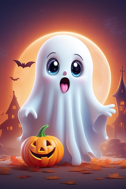 Fantasma fofo vetor conceito de Halloween fantasmas de desenhos animados vetor assustador fantasma branco no fundo