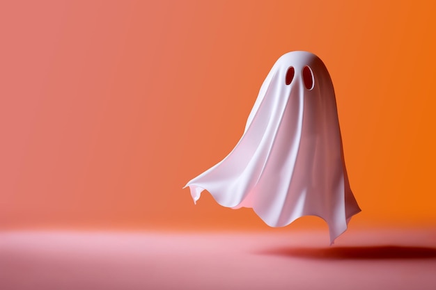 Fantasma de halloween amigable lindo sobre un fondo pastel Generativo ai