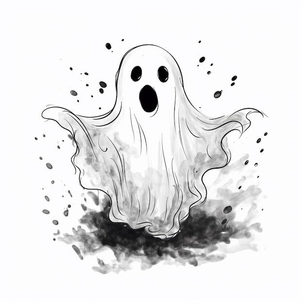 El fantasma de Halloween dibujado a mano es espeluznante