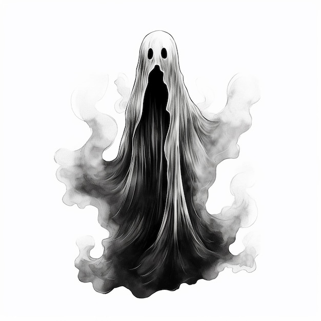 Foto el fantasma de halloween dibujado a mano es minimalista