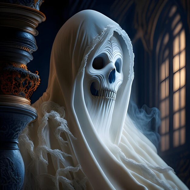 Foto fantasma de halloween renderizado 3d ai generativo