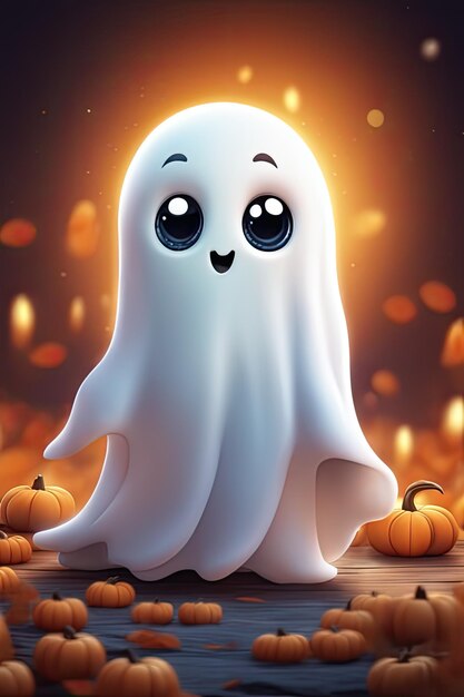 Fantasma lindo Vector Concepto de Halloween Fantasmas de dibujos animados Vector espeluznante Fantasma blanco en el fondo