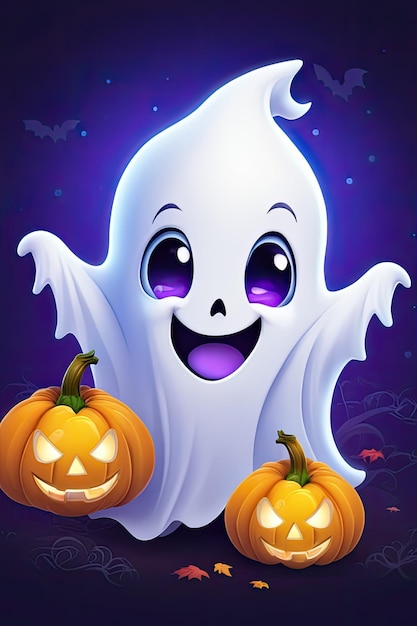 Fantasma lindo Vector Concepto de Halloween Fantasmas de dibujos animados Vector espeluznante Fantasma blanco en el fondo