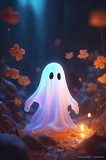 Fantasma lindo Vector concepto de Halloween Fantasmas de dibujos animados Vector espeluznante Fantasma blanco en el fondo