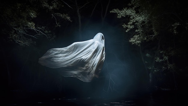 Fantasma no conceito de Halloween da floresta escura