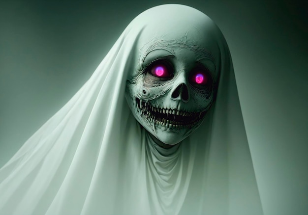 Fantasma no conceito de halloween da sala escura Generative AI