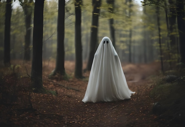 fantasma sombrío parado en el suelo en el bosque 3