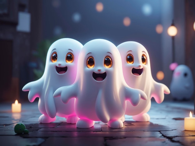 fantasmas bonitos dos desenhos animados em 3D