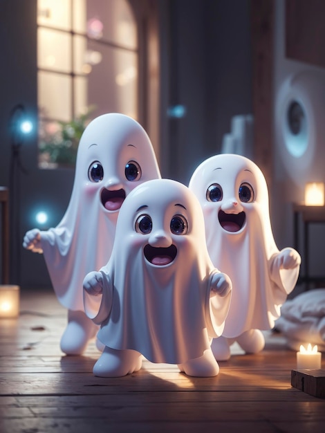 fantasmas bonitos dos desenhos animados em 3D