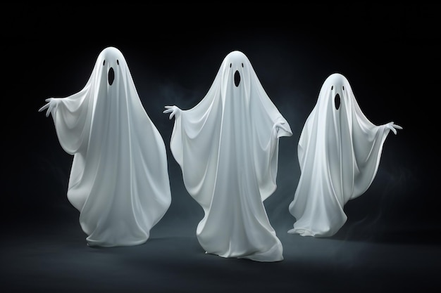 Fantasmas brancos de Halloween isolados em fundo branco