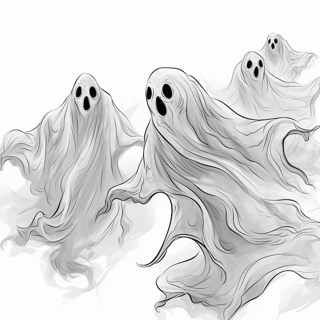 Fantasmas planos de Halloween, fantasmas minimalistas