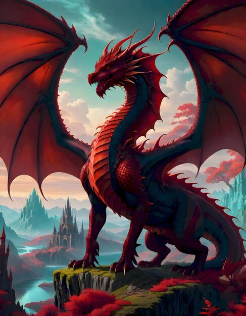 Foto fantastic red dragon (dragão vermelho fantástico)