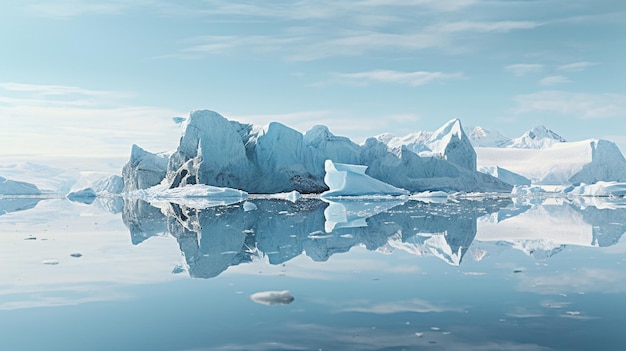 Fantástica paisagem de inverno com icebergs no oceano renderização 3D