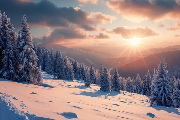 Fantástica paisagem de inverno nas montanhas da Ucrânia