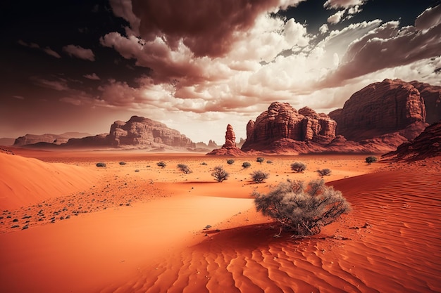 Fantástica paisagem marcianaFantástica ilustração mágica AI
