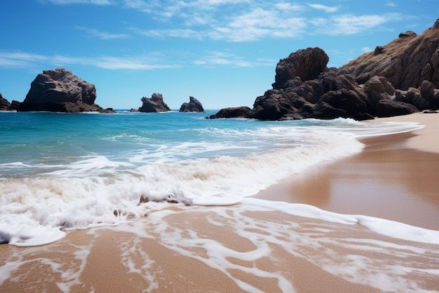 Fantástica playa con mar azul