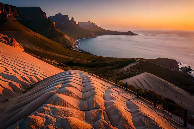 Fantástica puesta de sol en la costa danesa del mar del norte con hermosos colores y gran luz de alta calidad