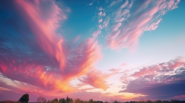 Fantástica vista Hermoso atardecer cielo crepúsculo veces cielo y nubes en un fondo dramático