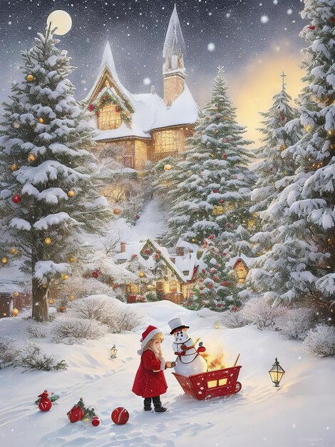Fantásticas cajas de regalo y delicias festivas con muñecos de nieve del país de las maravillas navideñas