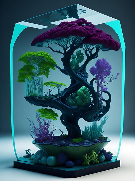 fantástico design de vidro digital com bonsai