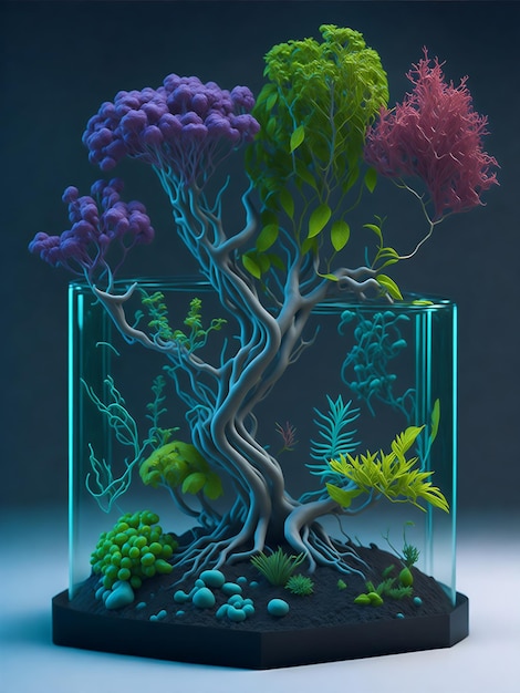 fantástico design de vidro digital com bonsai