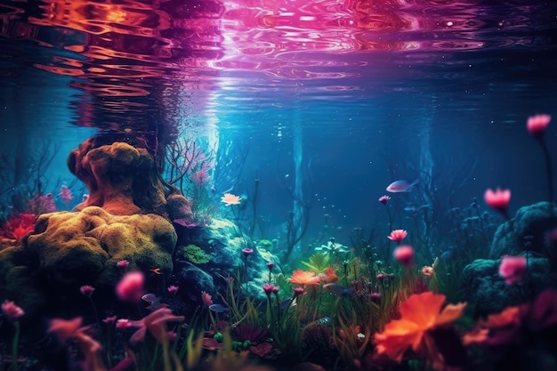 Fantástico fondo de agua con colores vibrantes generativo ai