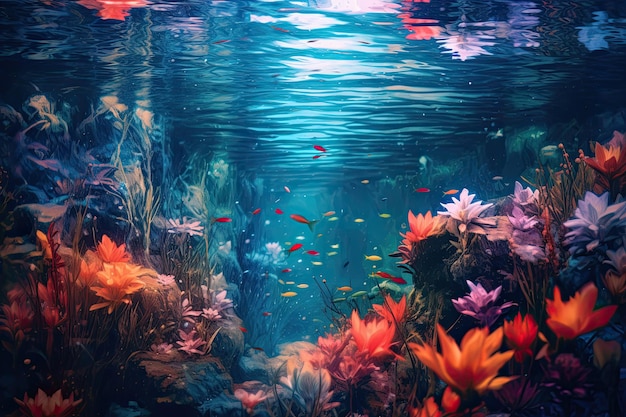 Fantástico fondo de agua con colores vibrantes generativo ai