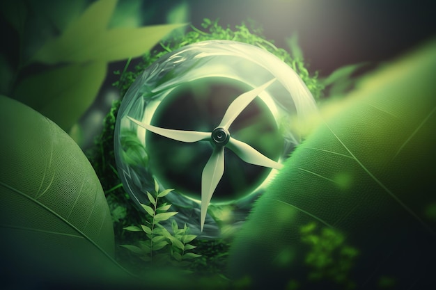 Foto fantástico fundo de energia verde ilustração ai generative