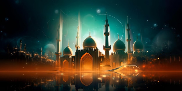 Fantástico fundo do festival islâmico de eid al adha mubarak Generative AI