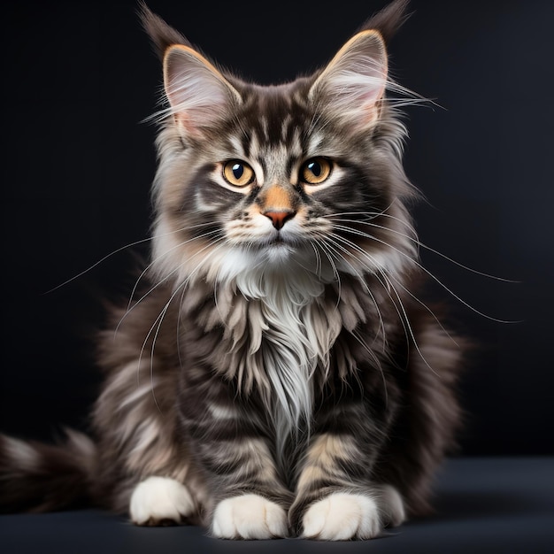 Fantástico gato Maine Coon de costas pretas Inteligência Artificial Generativa