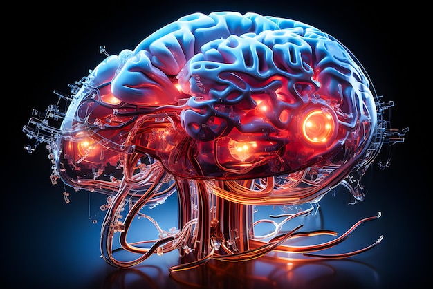Fantástico modelo neural da ilustração 3D de conceitos científicos do cérebro humano gera IA