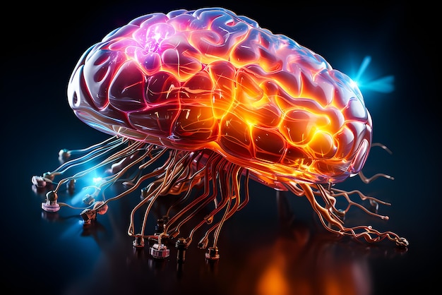 Fantástico modelo neuronal del cerebro humano conceptos científicos ilustración 3D generan IA