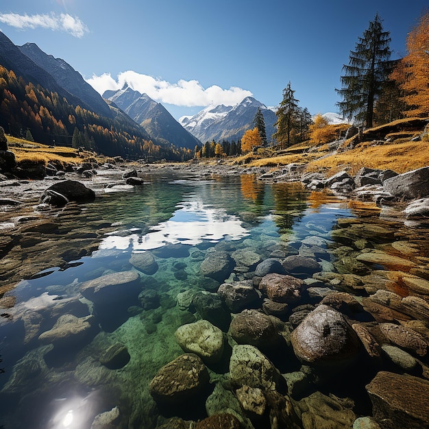 Fantástico panorama autunnale sul lago Hintersee Vista mattutina colorata delle Alpi Bavaresi