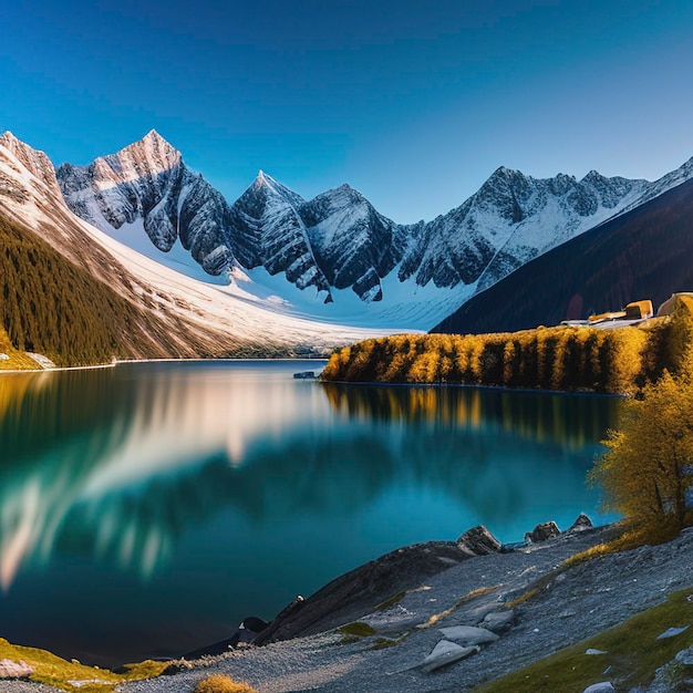 Fantástico panorama nocturno del lago Bachalp en Suiza